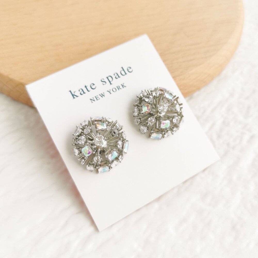 Kate Spade Beaming Bright Silver Crystal Stud Earrings - Picture 2 of 4